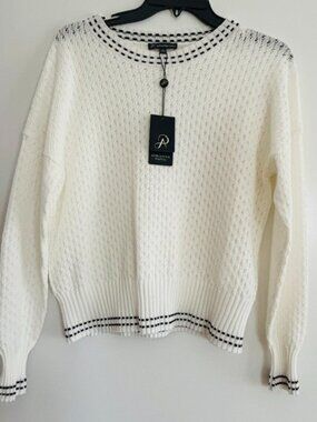 Adrianna Papell Long Sleeve Stripe Button Front Blouse MEDIUM NWT